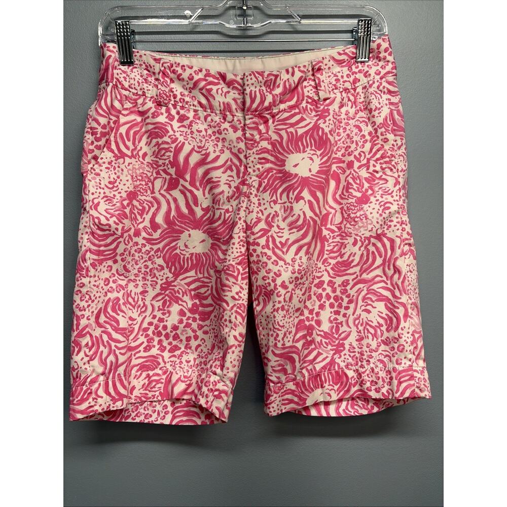 Lilly Pulitzer Women’s The Chipper Shorts Get Spotted Print Pink Lions Size 00